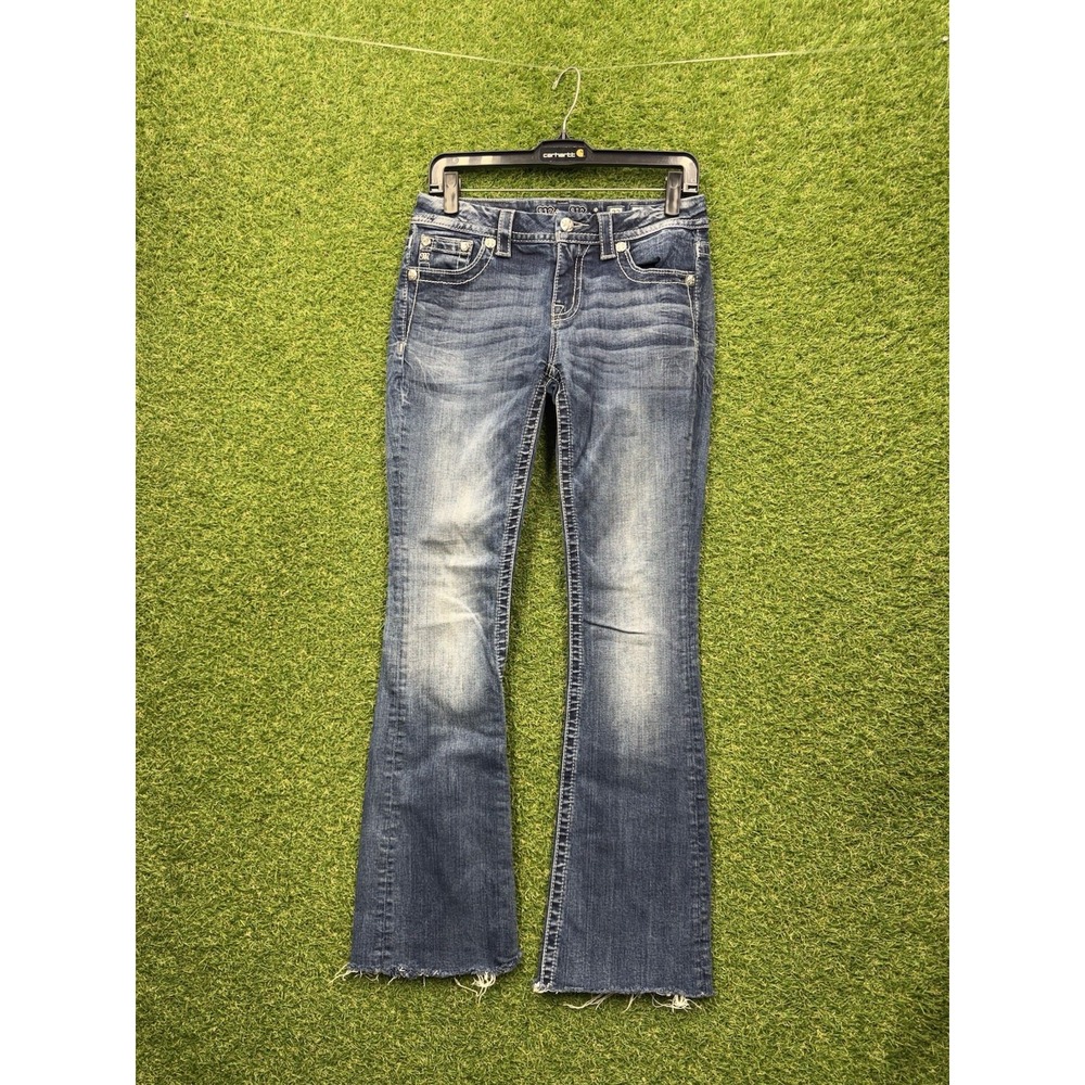 Miss Me Boot Cut Jeans Womens 27 Wing Pockets Embellished Jeweled y2k JP7309B